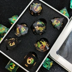 Liquid Core Dice - Dragon Eye - Grey with Green eye